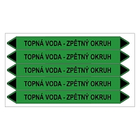 Značení potrubí, topná voda - zpětný okruh,5 ks, 150 × 12 mm